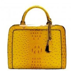 Vegan Ostrich Croc Classic Satchel Yellow